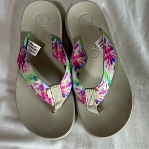 Chaco Chillos Flip Flop Sandals Light Tie Dye Rainbow JCH108786 Women’s Size 6